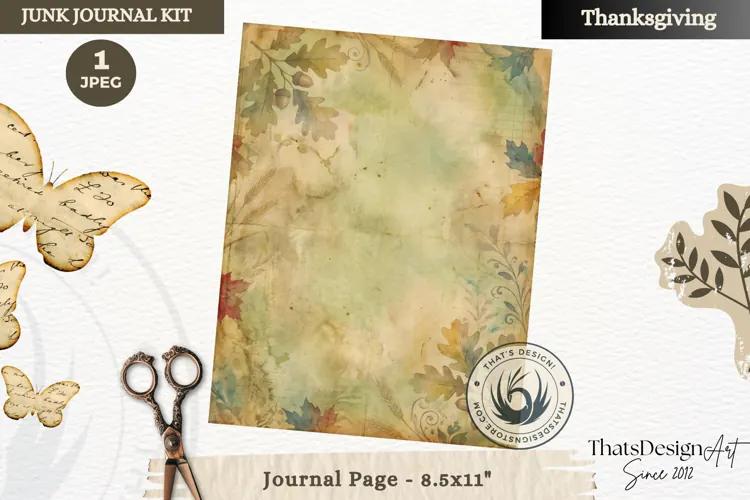 Vintage Thanksgiving Junk Journal blank page Scrapbooking