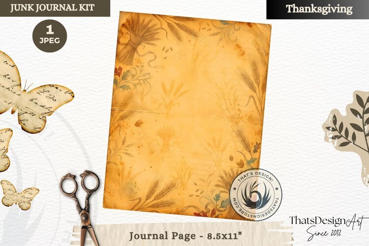 Vintage Thanksgiving Junk Journal blank page Scrapbooking example image 1