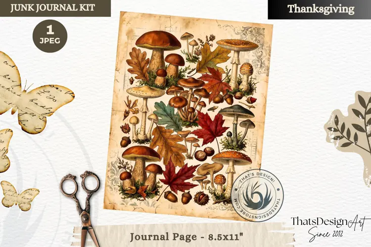 Vintage Thanksgiving Junk Journal page Scrapbooking collage