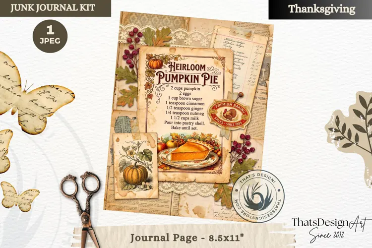 Vintage Thanksgiving Junk Journal page Scrapbooking collage