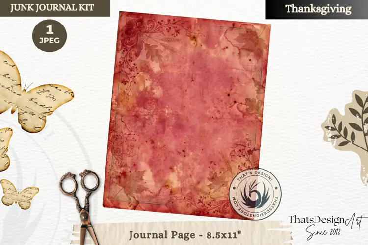 Vintage Thanksgiving Junk Journal blank page Scrapbooking