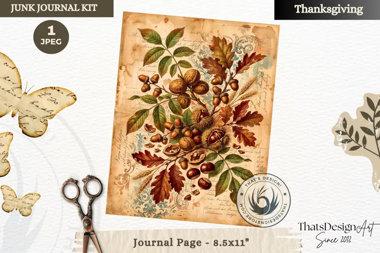 Vintage Thanksgiving Junk Journal page Scrapbooking collage