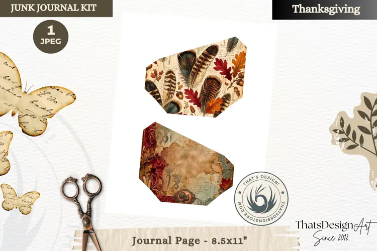 Vintage Thanksgiving Junk Journal page Ephemera Scrapbooking