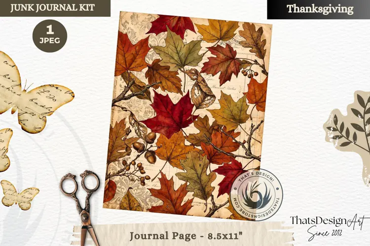 Vintage Thanksgiving Junk Journal page Scrapbooking collage