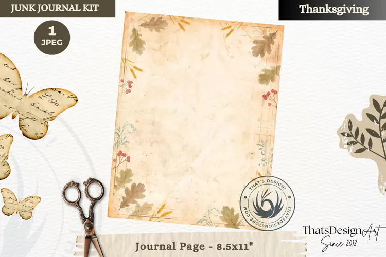 Vintage Thanksgiving Junk Journal blank page Scrapbooking