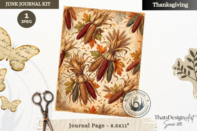 Vintage Thanksgiving Junk Journal page Scrapbooking collage
