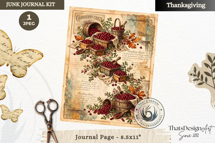Vintage Thanksgiving Junk Journal page Scrapbooking collage