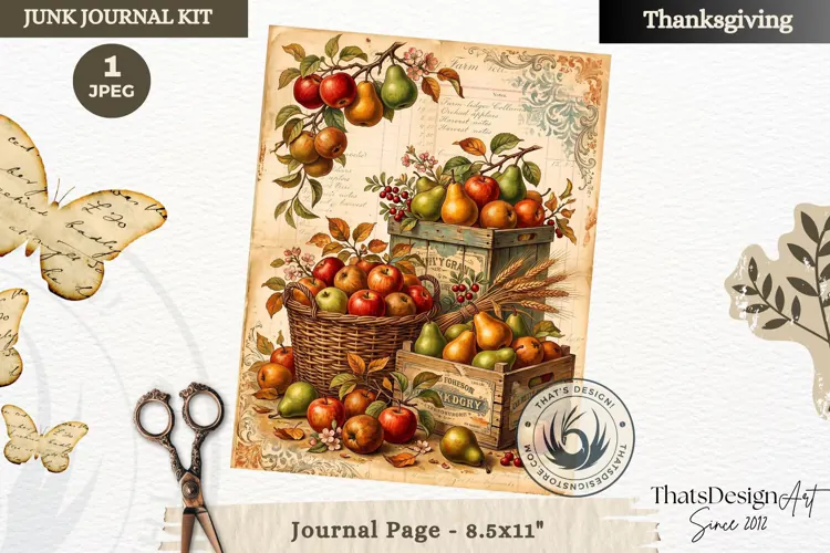 Vintage Thanksgiving Junk Journal page Scrapbooking collage