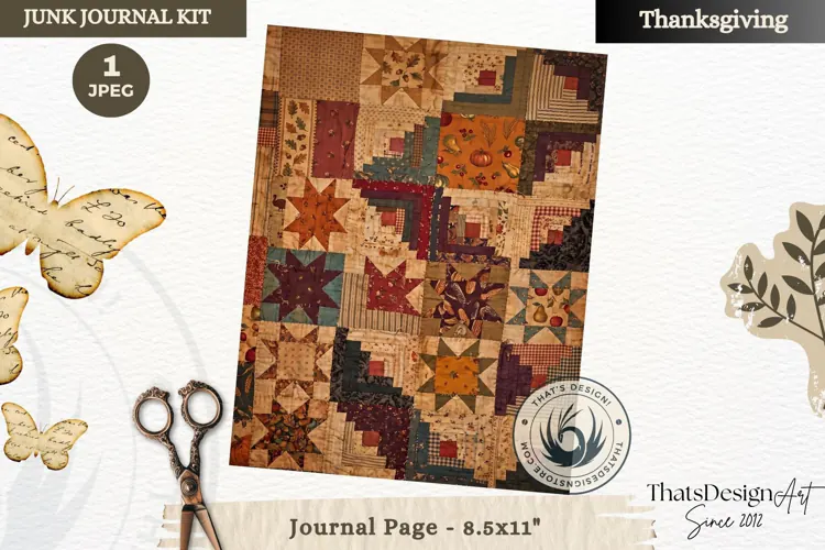 Vintage Thanksgiving Junk Journal page Scrapbooking collage