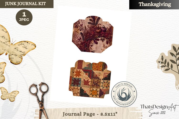 Vintage Thanksgiving Junk Journal page Ephemera Scrapbooking example image 1