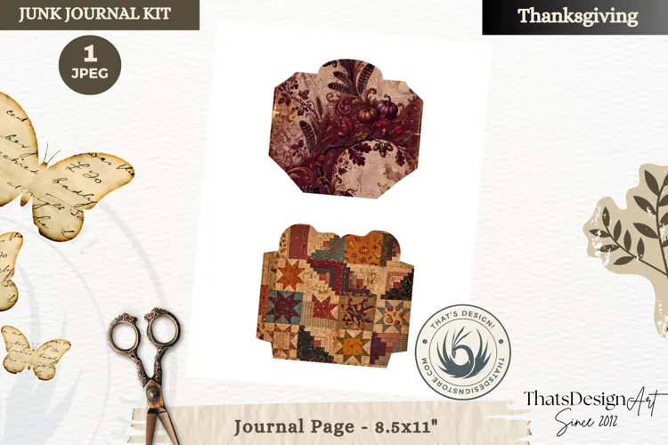 Vintage Thanksgiving Junk Journal page Ephemera Scrapbooking