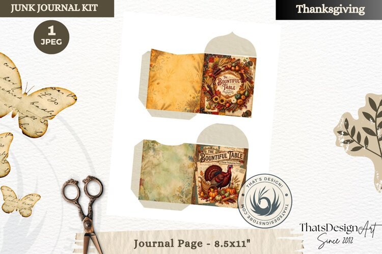 Vintage Thanksgiving Junk Journal page Ephemera Scrapbooking example image 1