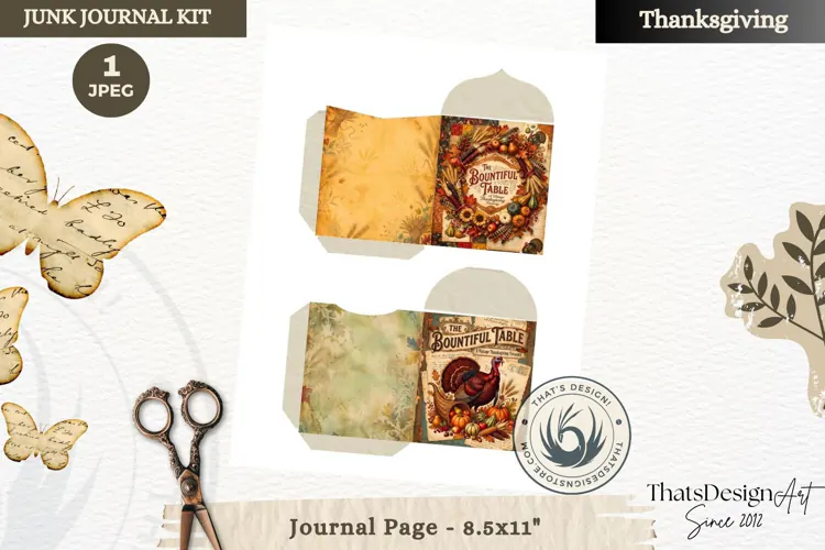 Vintage Thanksgiving Junk Journal page Ephemera Scrapbooking