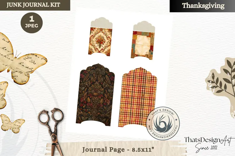 Vintage Thanksgiving Junk Journal page Ephemera Scrapbooking