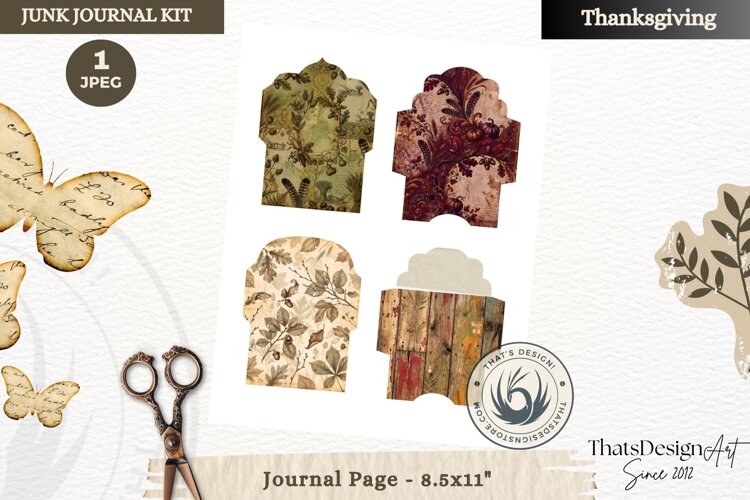 Vintage Thanksgiving Junk Journal page Ephemera Scrapbooking example image 1