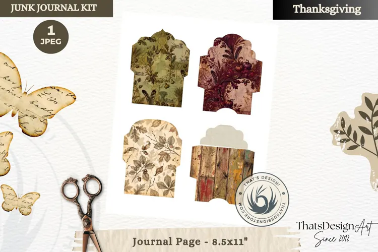Vintage Thanksgiving Junk Journal page Ephemera Scrapbooking