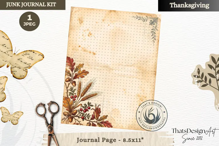 Vintage Thanksgiving Junk Journal page Scrapbooking collage