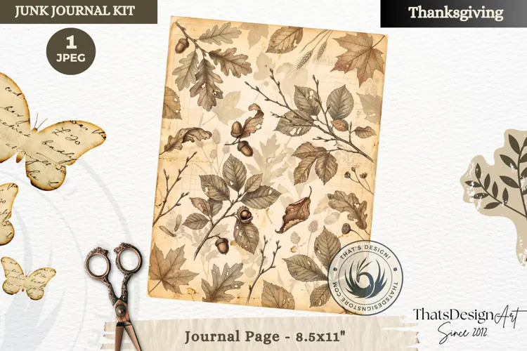 Vintage Thanksgiving Junk Journal page Scrapbooking collage
