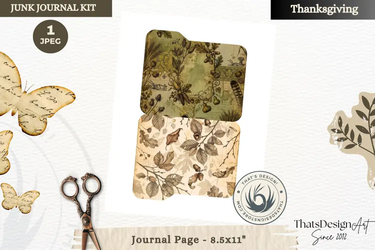 Vintage Thanksgiving Junk Journal page Ephemera Scrapbooking