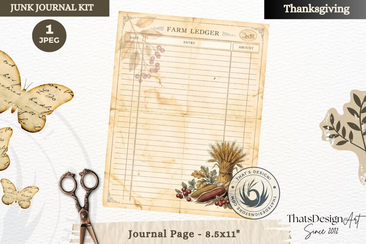Vintage Thanksgiving Junk Journal page Scrapbooking collage example image 1