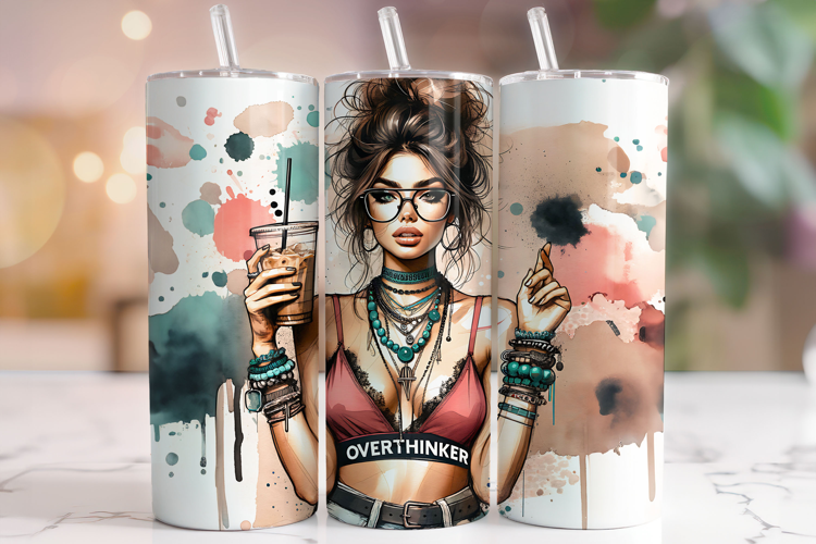 Overthinker Tumbler Wrap, Funny Tumbler Wrap, Anxiety PNG