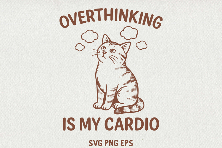 Sarcastic Cat Illustration Funny Lazy Line Art Kitty SVG PNG