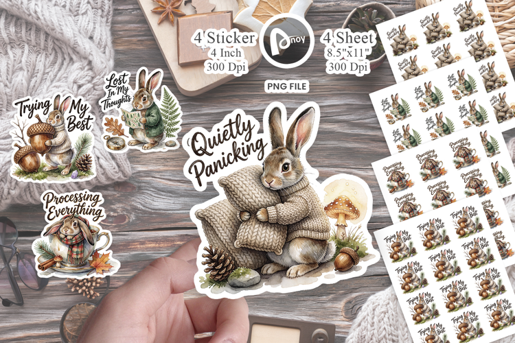 Overthinking Rabbit Forest Sticker
