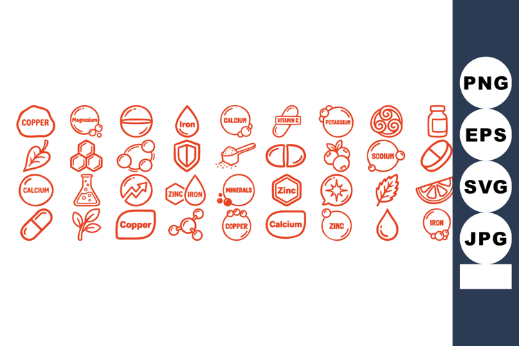 Hand Drawn Mineral Icon Collection for Health Designs