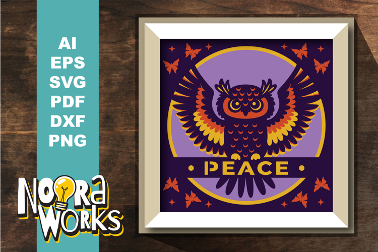3D Owl peace Shadowbox Cut File