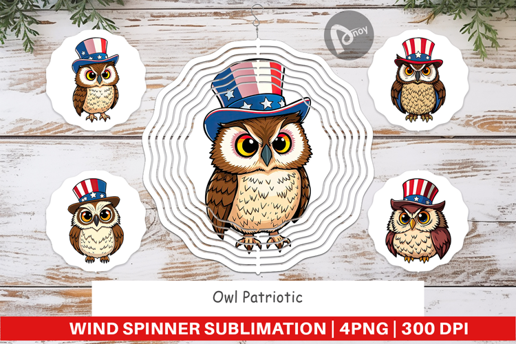 Wind Spinner Owl Patriotic