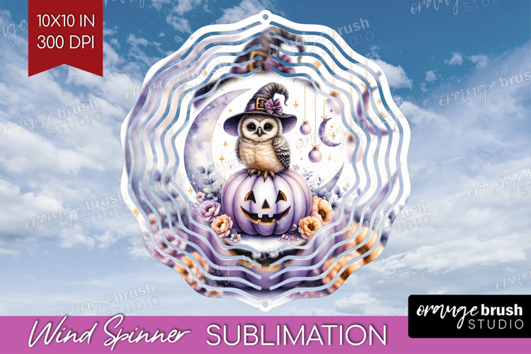 Owl Halloween Wind Spinner Sublimation PNG Coquette Round