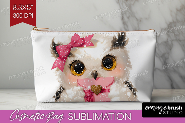 Owl Valentine Cosmetic Bag Cute Valentines Day Makeup Bag