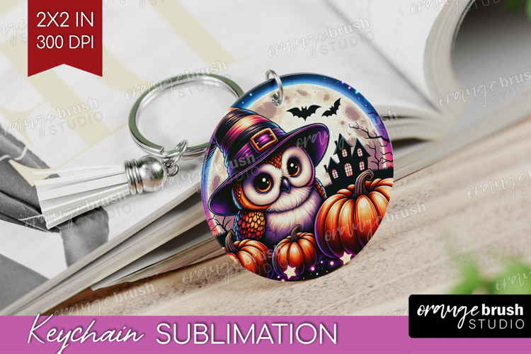 Owl Halloween Keychain PNG Cute Animal Keychain Sublimation