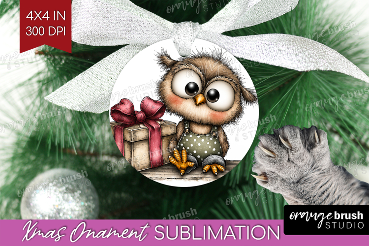 Owl Valentine Ornament PNG Whimsical Animal PNG Sublimation