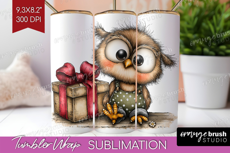 Owl Valentine Tumbler Wrap Whimsical Animal Tumbler PNG