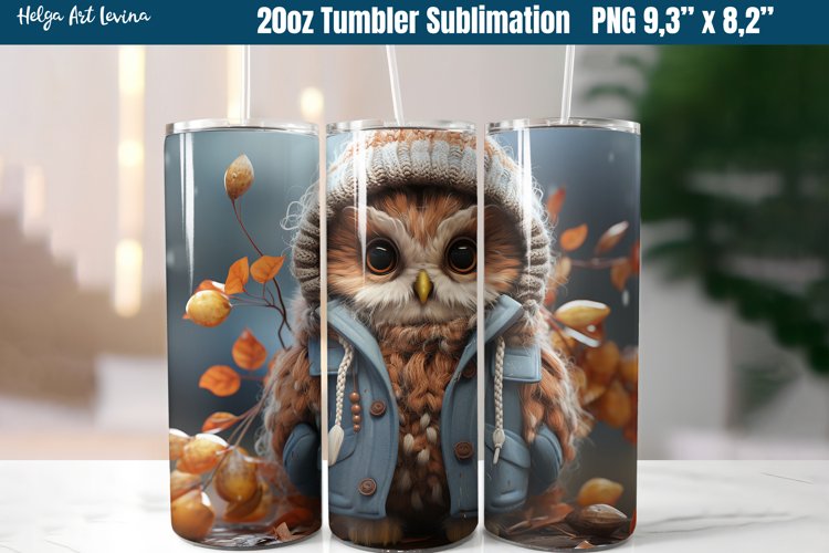 Owl 20 OZ Skinny Tumbler Sublimation | Autumn PNG