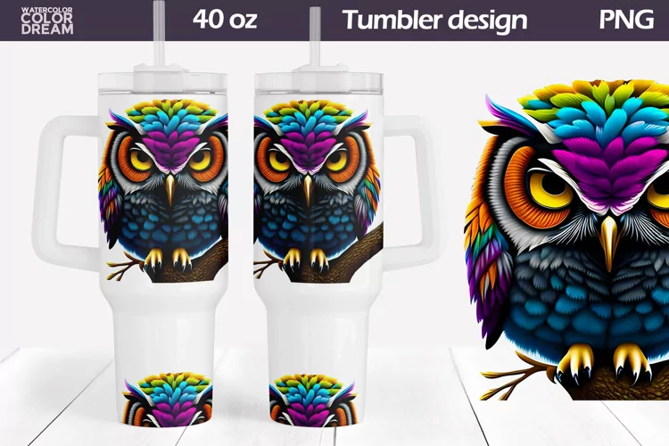 Owl Tumbler 40 Oz Wrap | Bright Owl Tumbler Sublimation