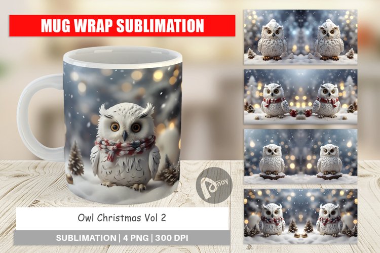Mug sublimation design Owl Christmas