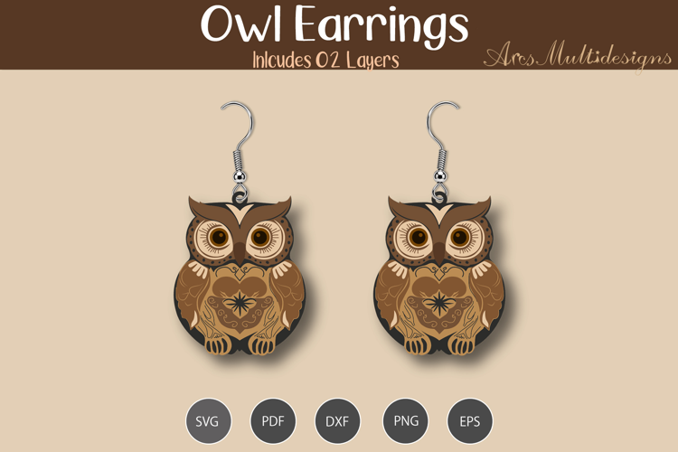 Owl Earrings SVG template
