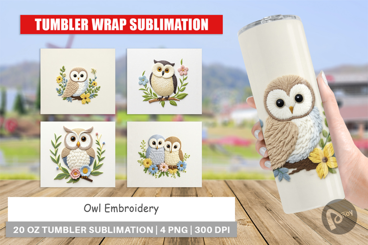 Tumbler Owl Embroidery