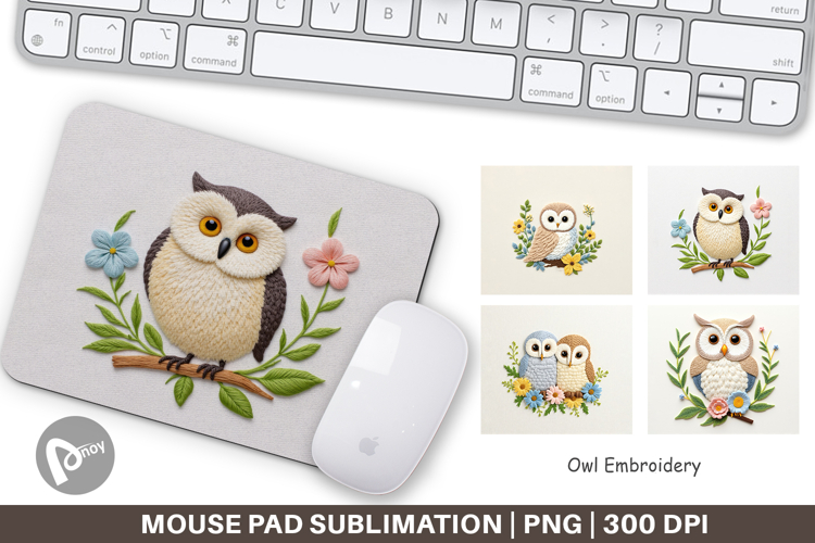 Mouse Pad Owl Embroidery