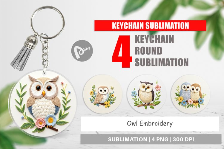 Keychain Owl Embroidery