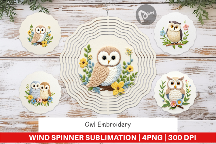 Wind Spinner Owl Embroidery