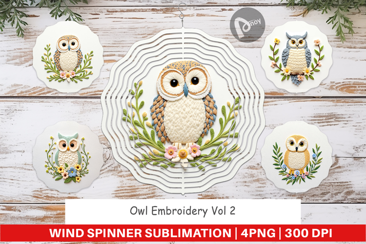 Wind Spinner Owl Embroidery