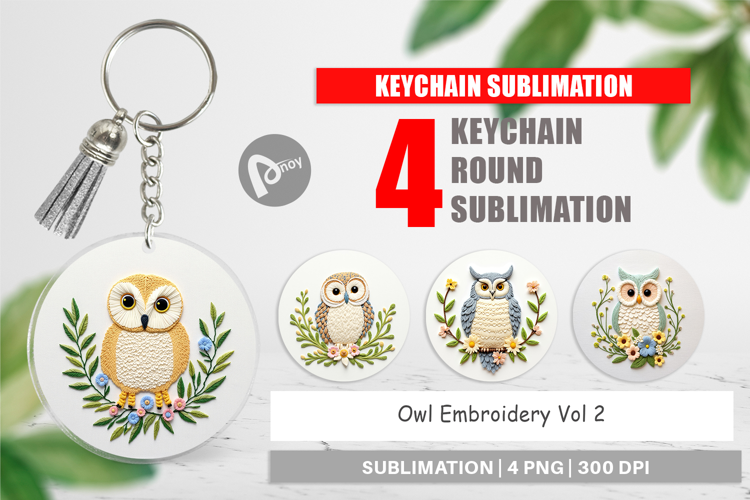 Keychain Owl Embroidery