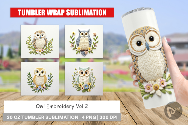 Tumbler Owl Embroidery