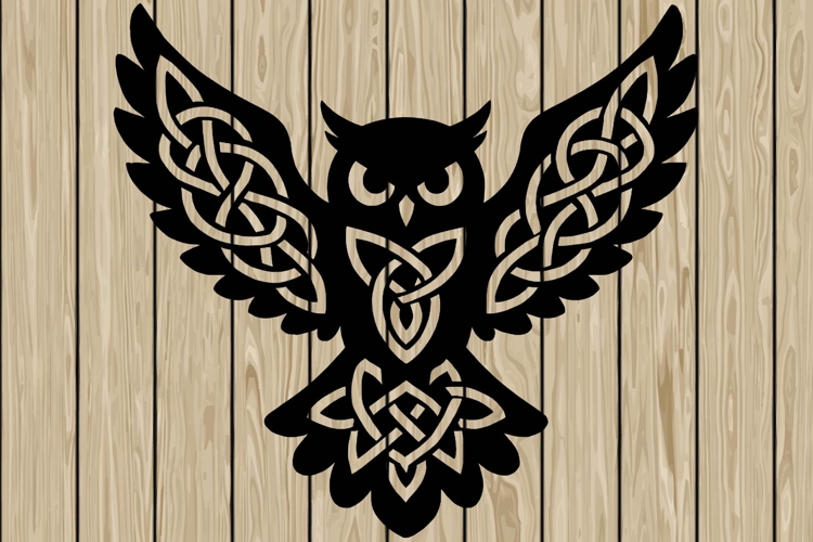 Owl flying celtic stencil silhouette SVG
