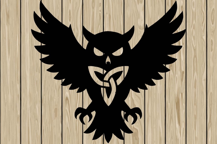 Halloween Owl flying celtic stencil silhouette SVG