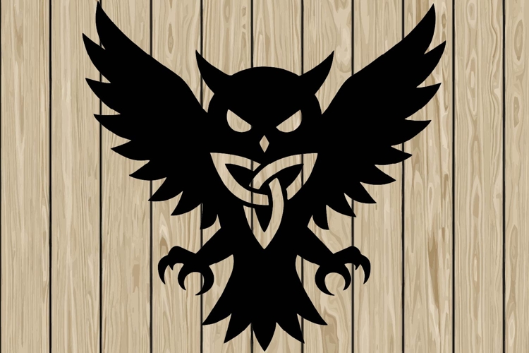 Halloween Owl flying celtic stencil silhouette SVG