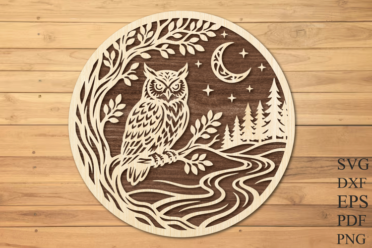 Owl Forest Laser Cut SVG File